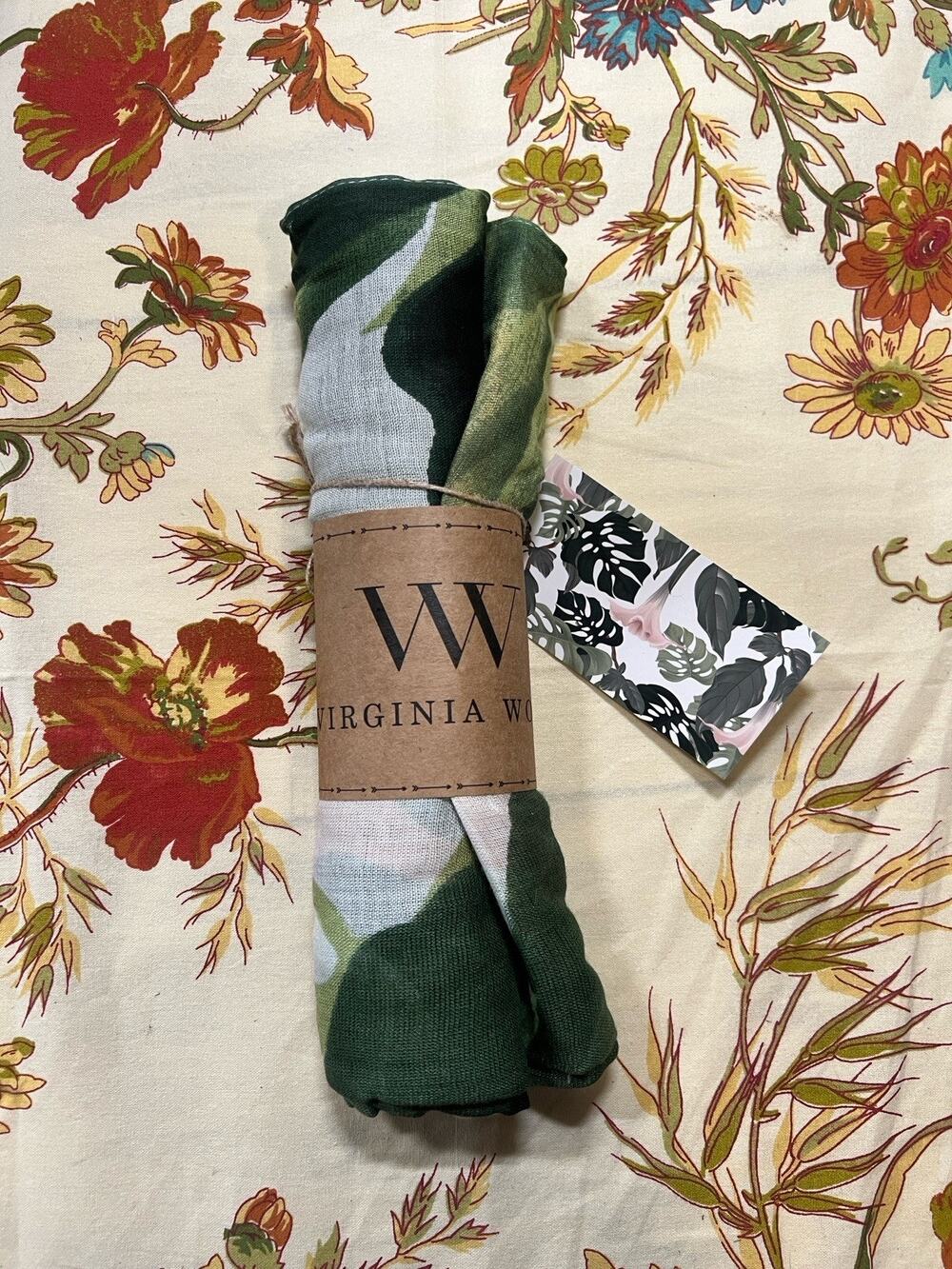 Virginia Wolf Scarf Sarong Wrap Multi Wear Philodendron Botanical (42x80) NEW